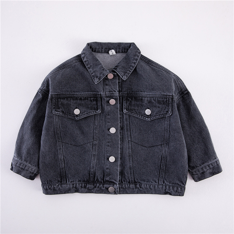 Spring Fall Boys and girls Casual All-match Denim Jackets 2-6 Years Kids Turn-down Collar Long Sleeve Coat Children Loose Tops alx