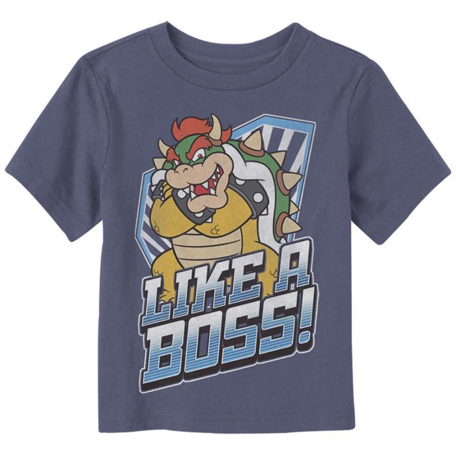 Super Mario Brothers Boss Bowser Kids Youth Toddler T Shirt Navy