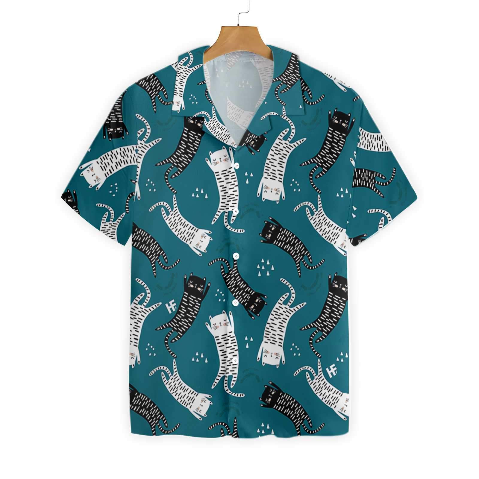 Seamless Pattern With Funny Cats Hawaii Shirt Ha90004