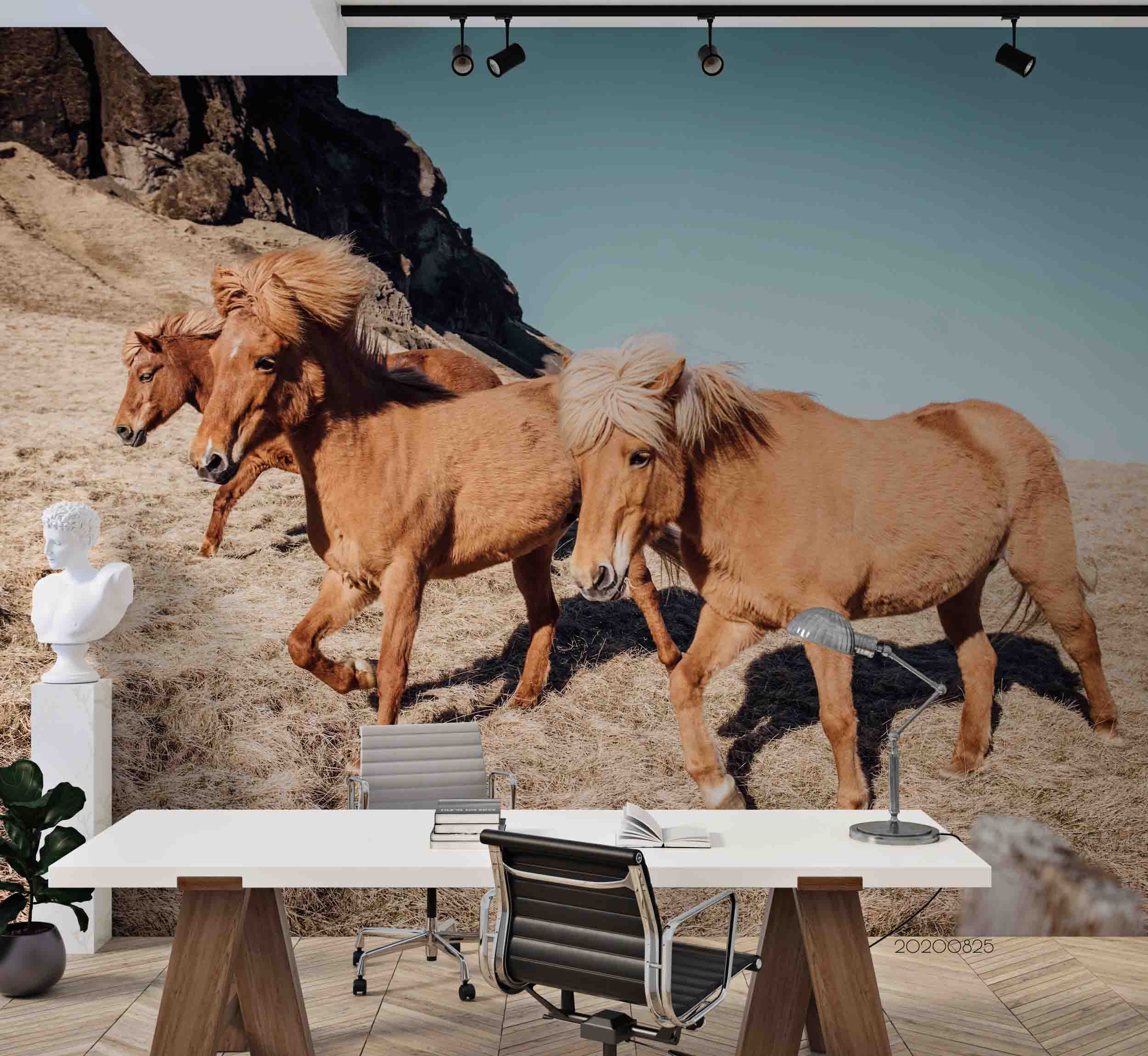 3D Wild Animal Brown Horse Wall Mural Wallpaper Lqh 34