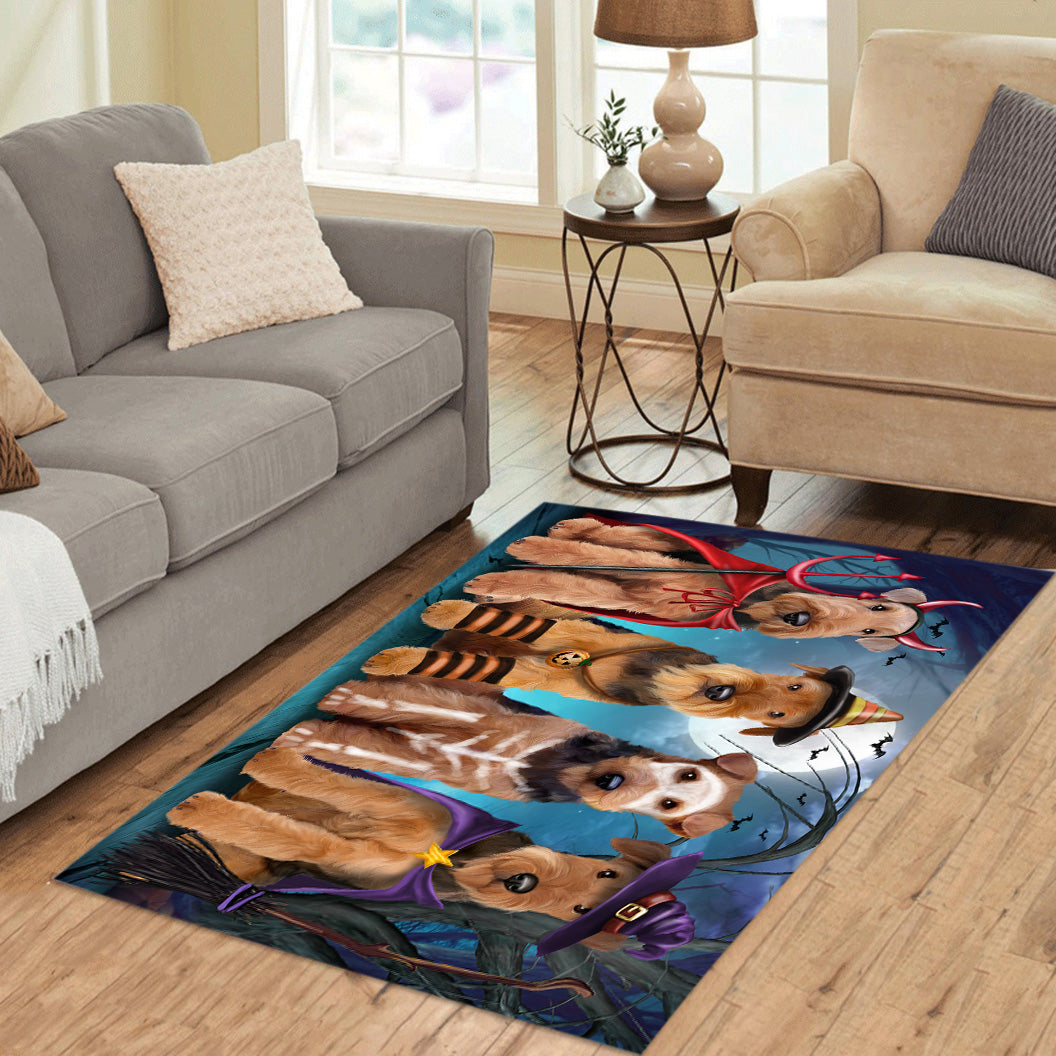 Halloween Trick Or Teat Airedale Dogs Area Rug