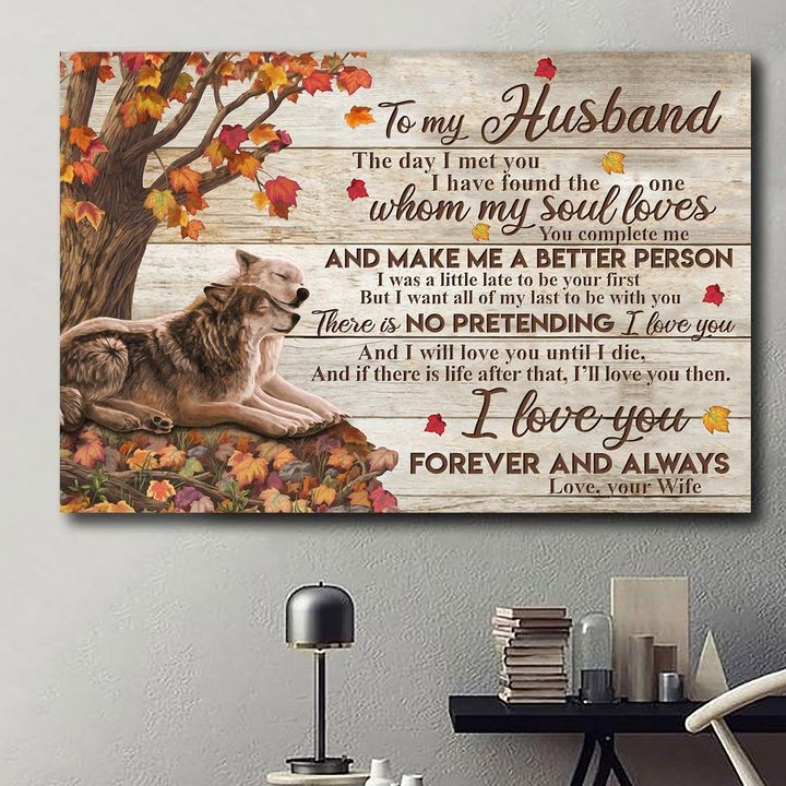 Wolf Couple To My Husband The Day I Met You Valentine Landscape Poster & Canvas Gift For Husband From Wife Birthday Gift Home Decor Wall Art Visual Art