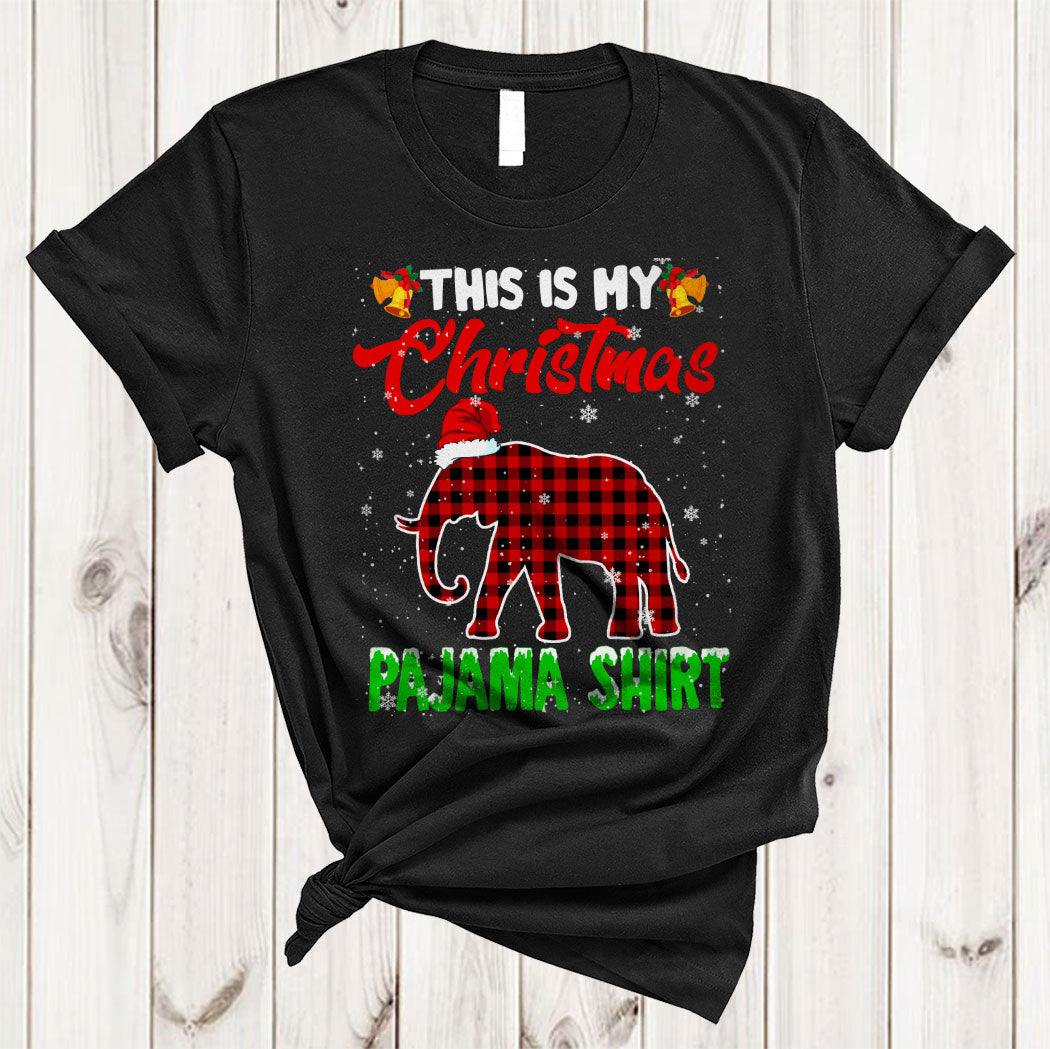 This Is My Christmas Pajama Shirt Funny Christmas Santa Elephant Red Plaid Lover Gifts T-Shirt