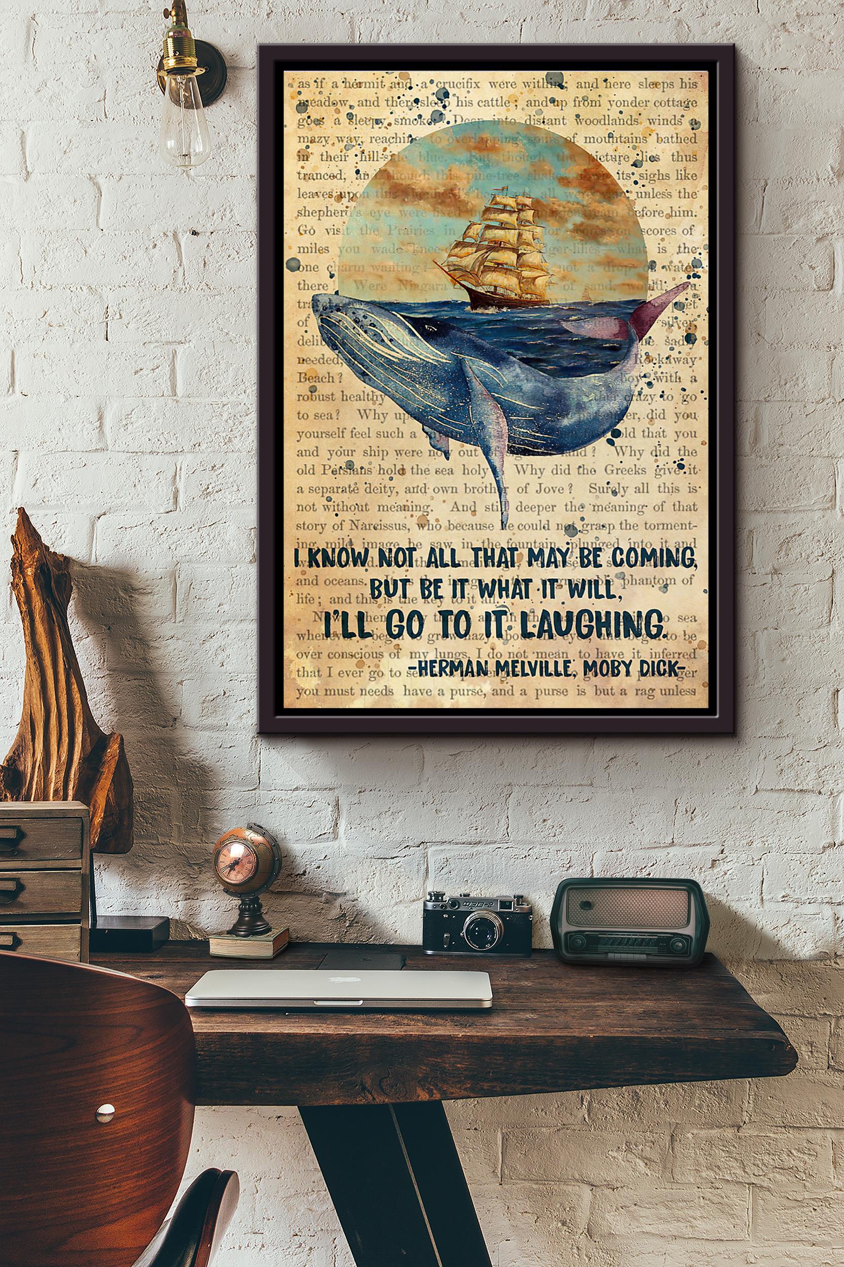 Sailing Whale I Know Not All That May Be Coming But Be It What It Will Dictionary Poster Framed Matte Canvas