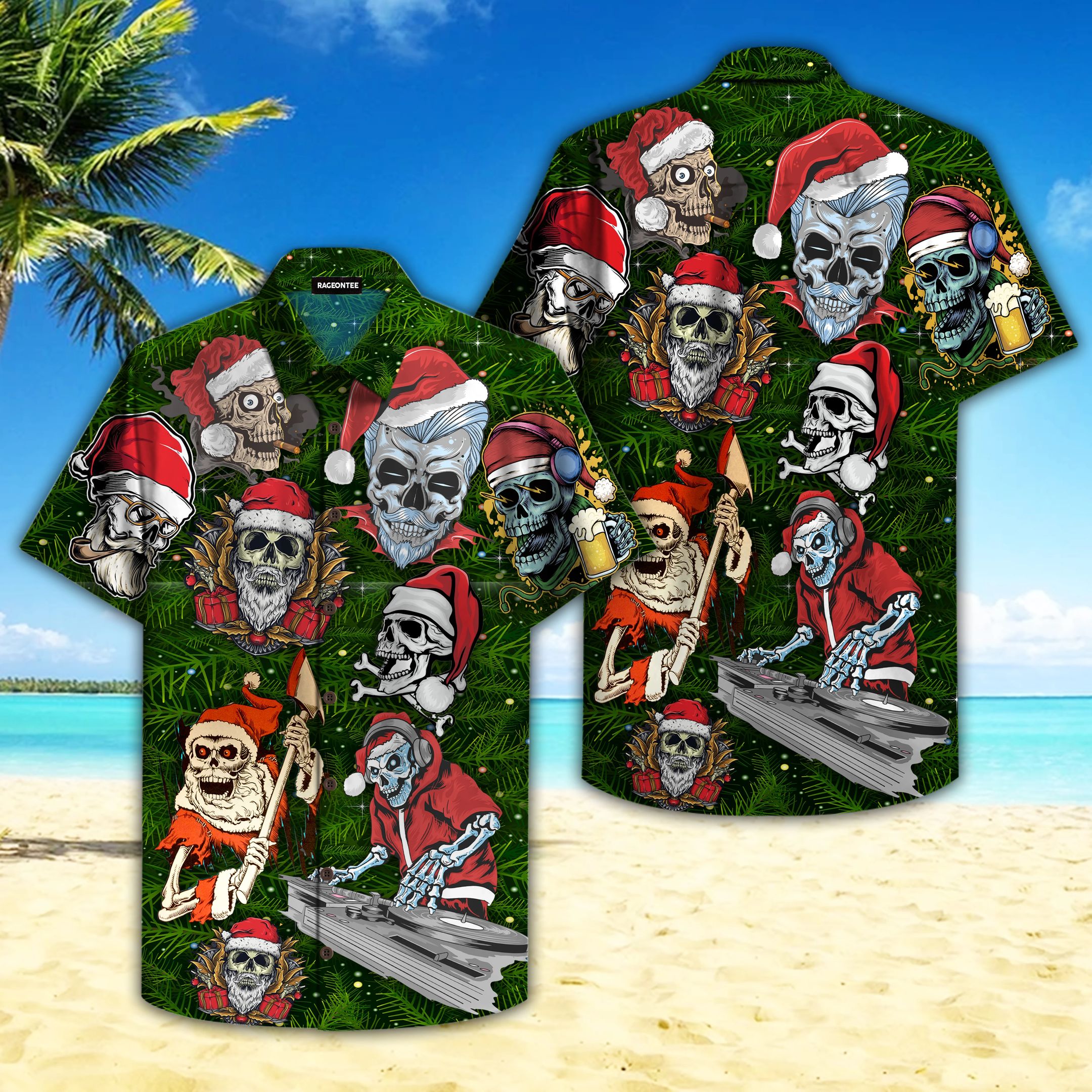 Merry Christmas Skull Santa Hawaii Shirt Unisex Adult Ha74053