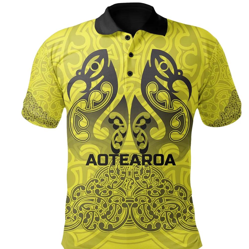 Aotearoa Maori Rugby Polo Shirt New Zealand Mount Taranaki Manaia