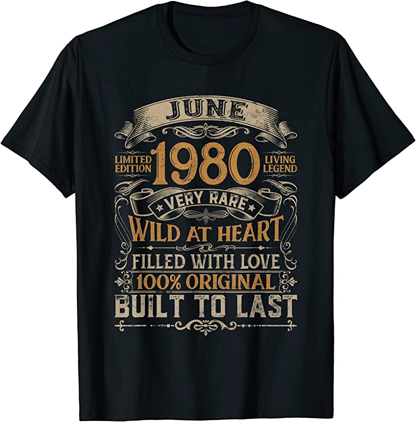 Vintage Retro Decorations June 1980 41st Birthday Men Women T-Shirt