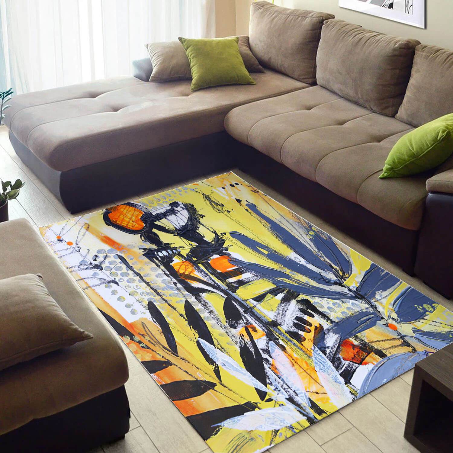 Inspired African Area Rug Pretty Afrocentric Melanin Girl African Design Floor Rug African Living Room Decor WBG3977