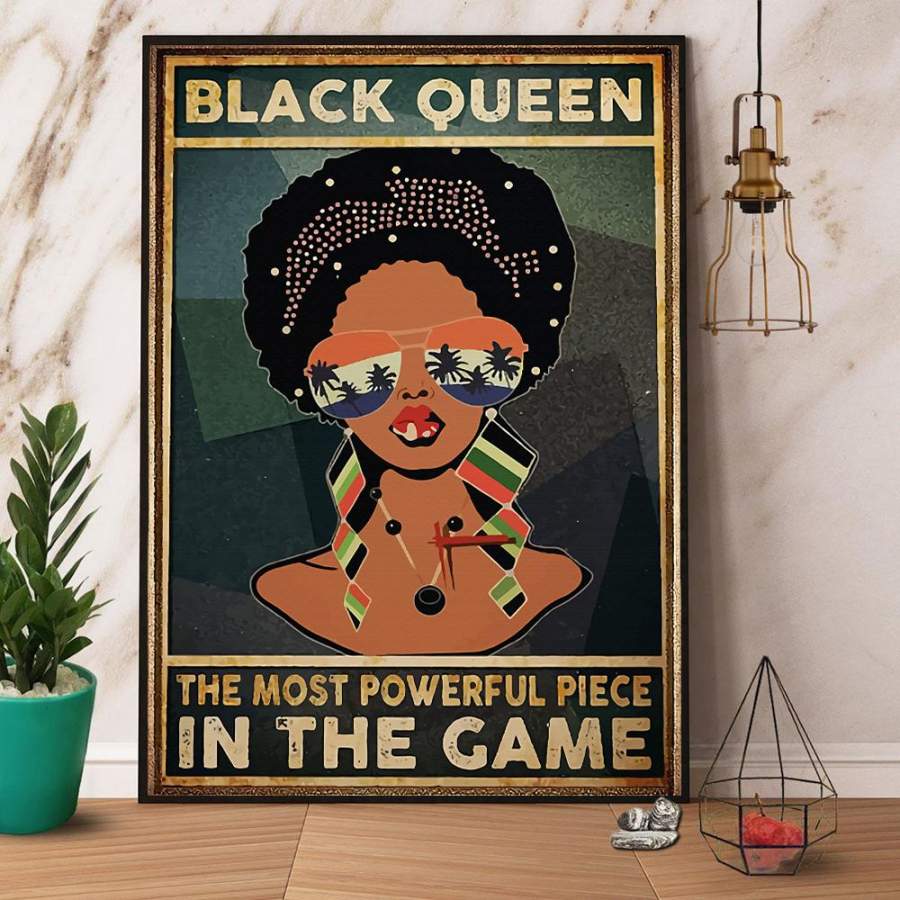 Tropical black queen the most powerful piece in the game paper poster no frame/ wrapped canvas wall decor full size