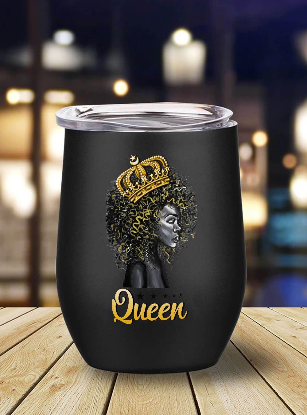 African American Tumbler Natural Girl Queen Stainless Steel Wine Tumbler Mug Afrocentric Inspired Gifts BPS4468