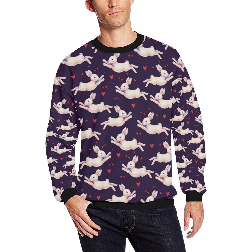 Rabbit Pattern Print Design Rb016 Men Long Sleeve Sweatshirt