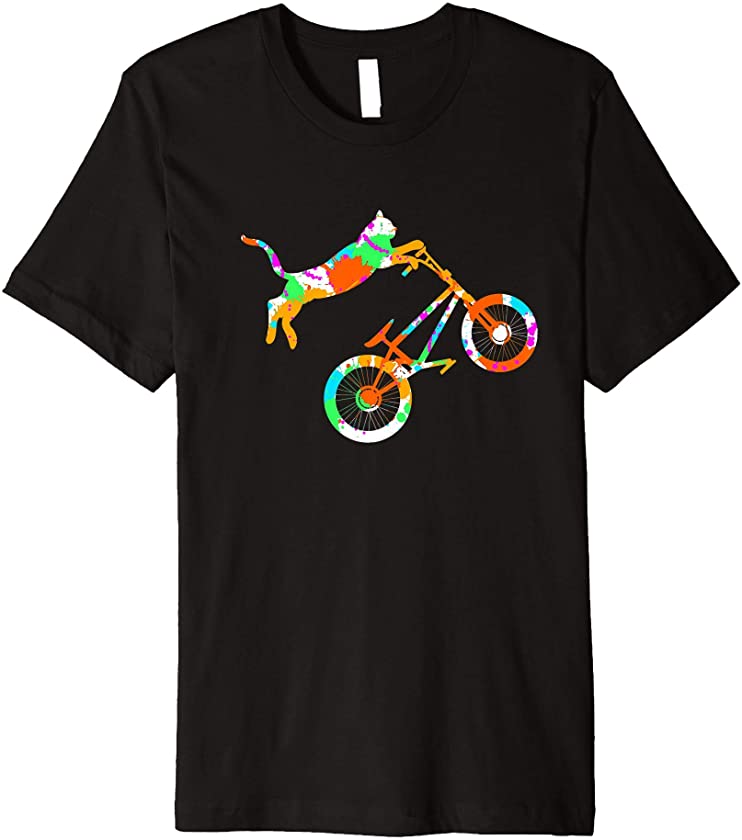 Cat Bike Kitten Riding BMX Bicycle Stunt Biker Rider Biking Premium T-Shirt