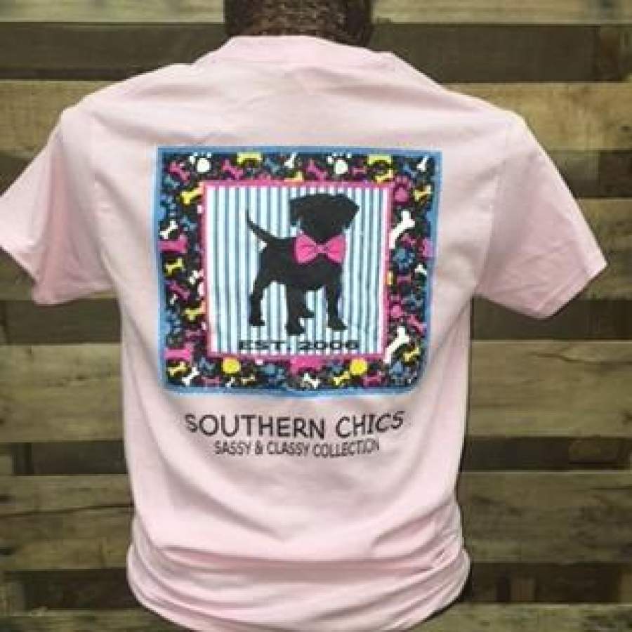 SALE Southern Chics Sassy Classy Collection Preppy Dog Puppy Bow Distressed Bright T Shirt