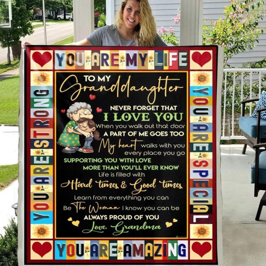 YOU ARE MY LIFE TO MY GRANDDAUGHTER NEVER FORGET THAT I LOVE YOU 3D Pattern Custom Fleece Photo Blanket Fan Gift for Granddaughter