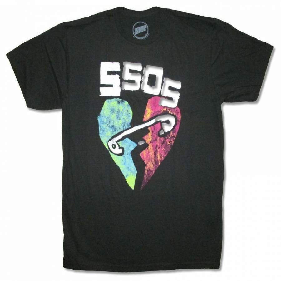 5 Seconds of Summer Shirt 5SOS Broken Heart Black T-Shirt