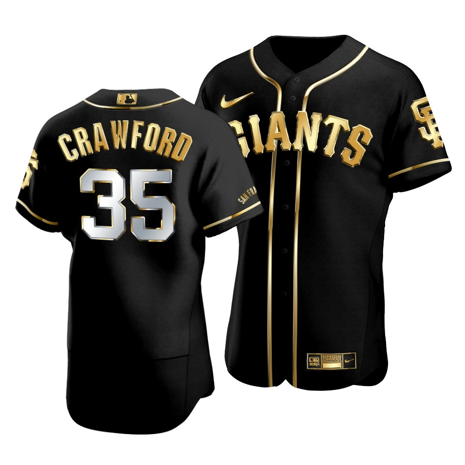 Men’S San Francisco Giants Brandon Crawford #35 Golden Edition Black  Jersey