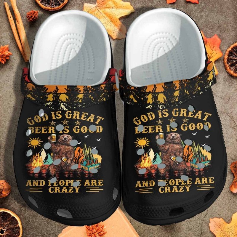 God Is Great Beer Drinks clog Shoes Gift For Men Fathers Day