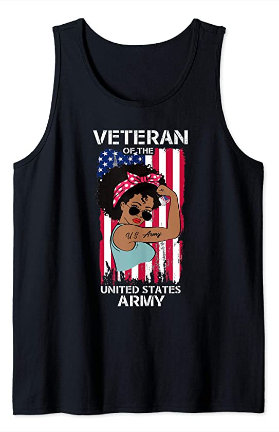 African American Army Veteran Female Shirt, Melanin US Army Tank Top