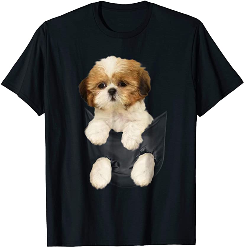 Shih tzu Puppy in Pocket T-Shirt