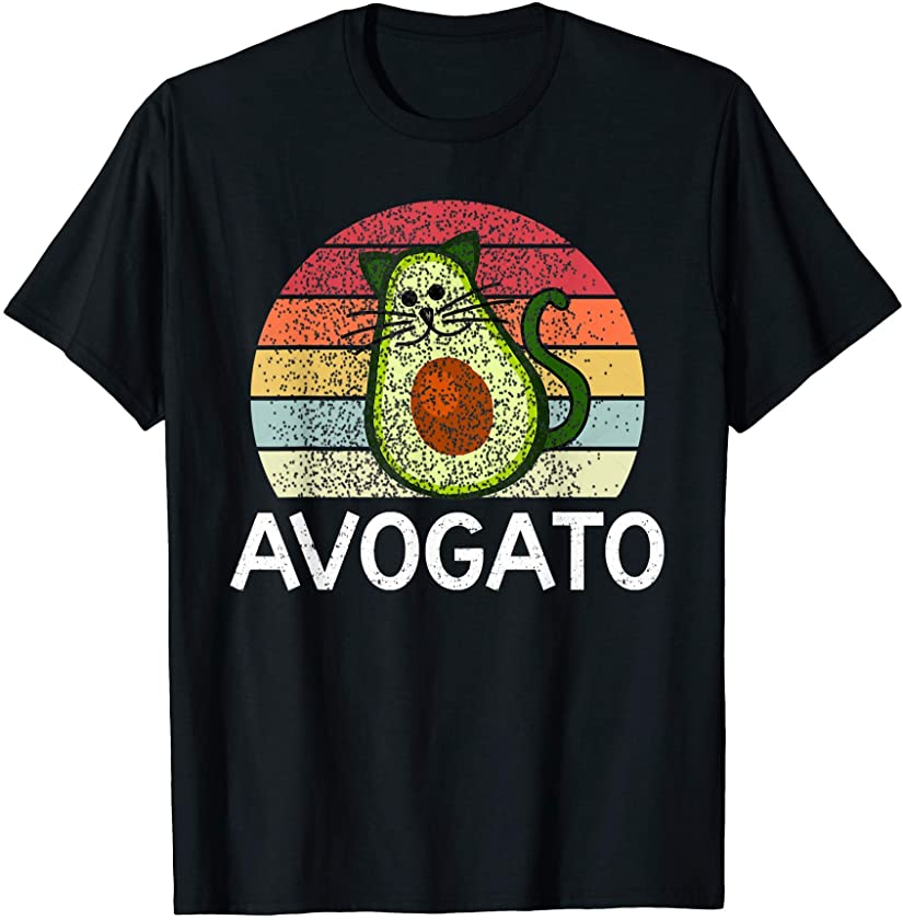 Avogato Cat Cinco de Mayo Funny Retro Kitten Avocado Lover T-Shirt