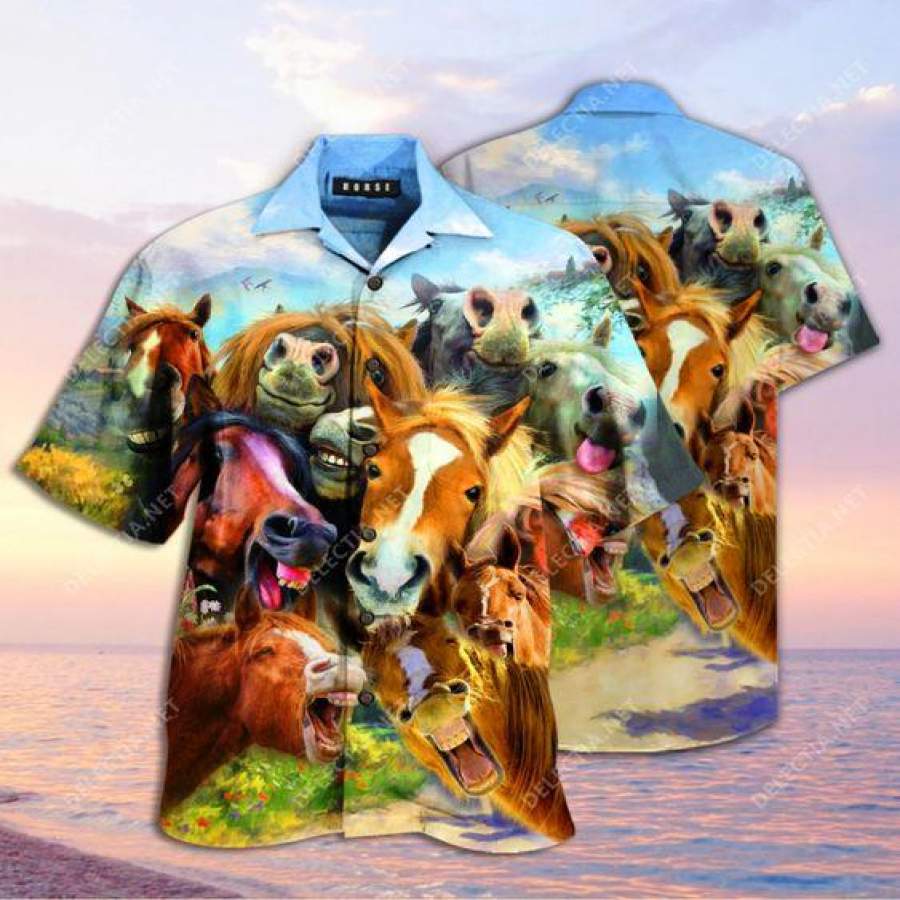 Hawaii Aloha Shirts Laughing Horses Ha39884