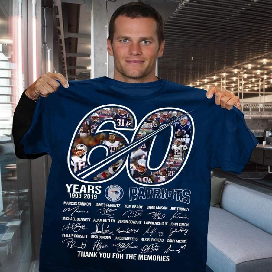 60 Years 1993 2019 New England Patriots All Players Signatures Thank You for Memories T Shirt Best Tee 2020