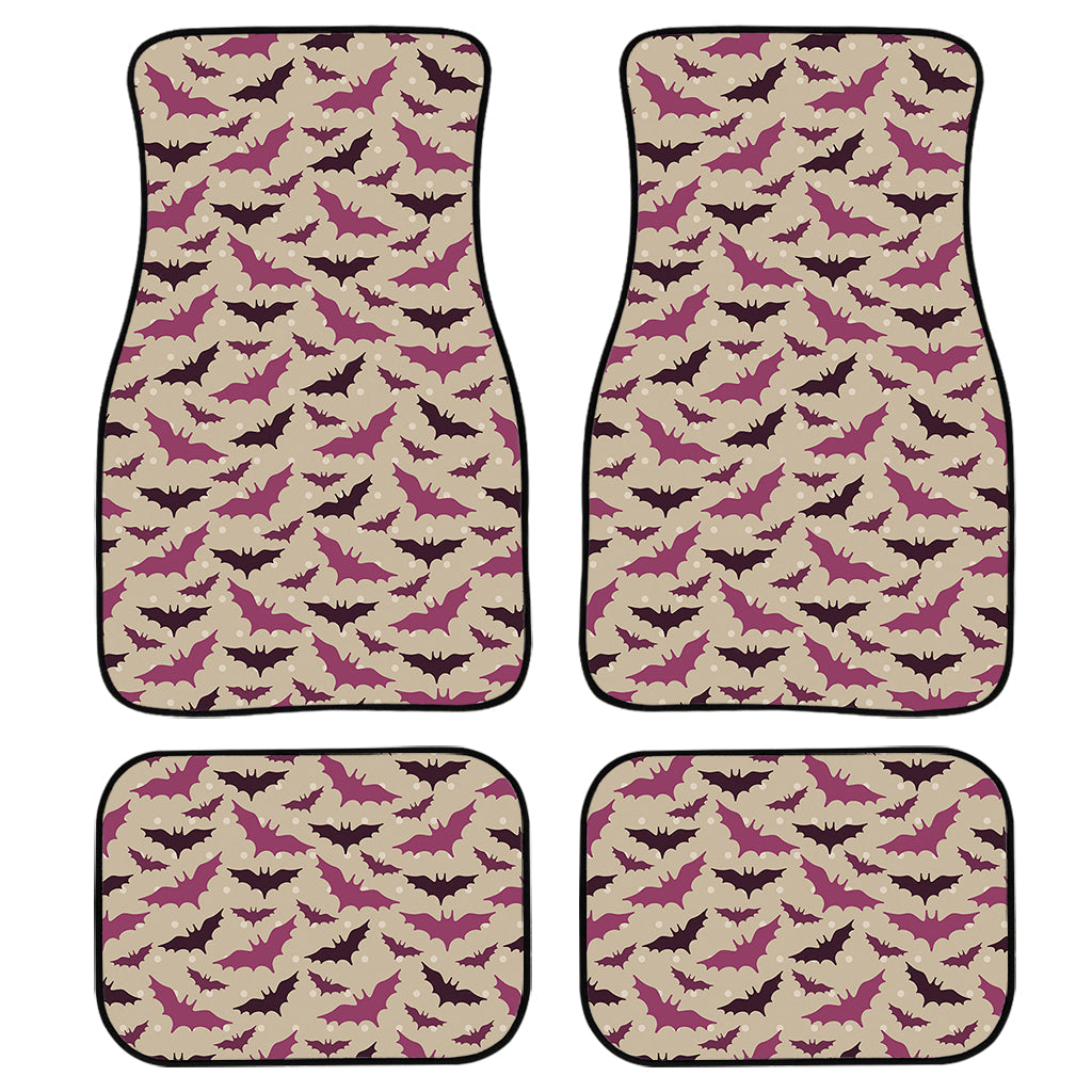 Purple Halloween Bat Pattern Print Front And Back Car Floor Mats, Front Car Mat