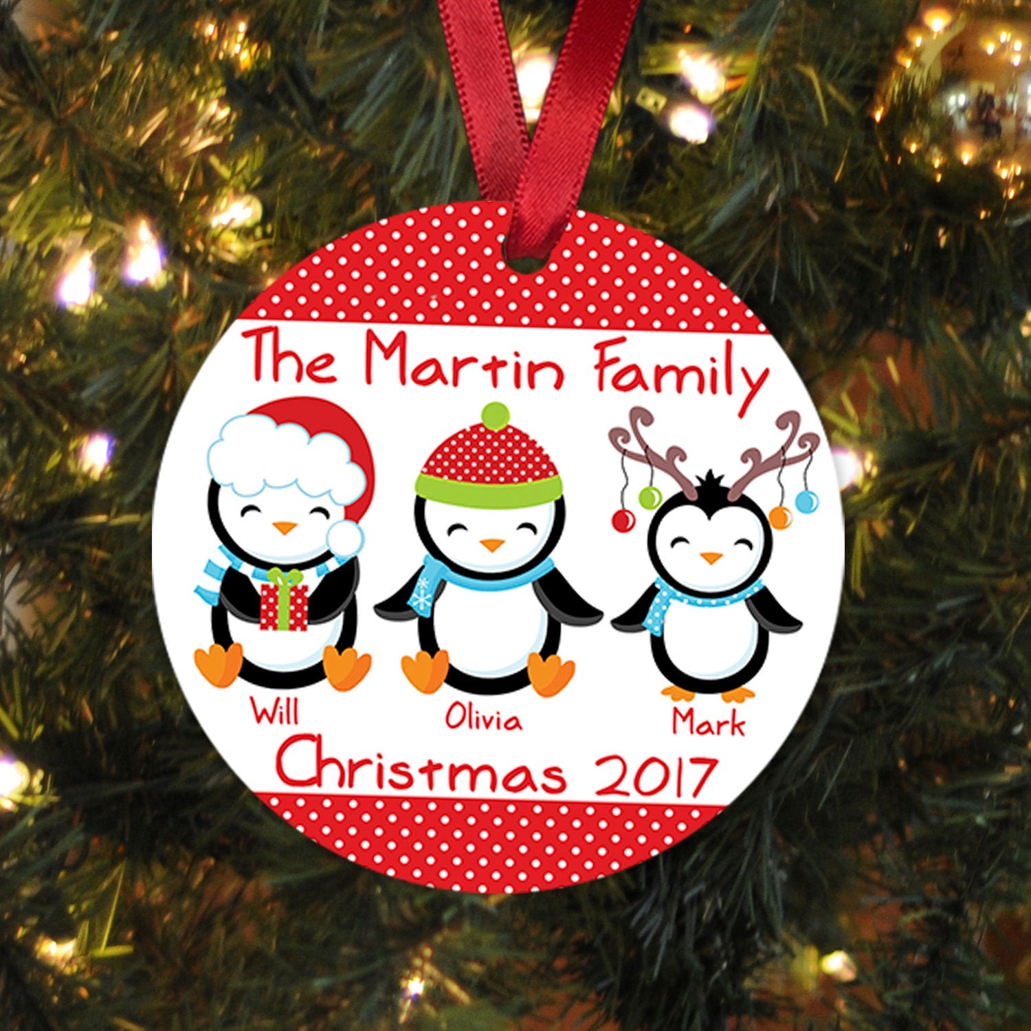 Penguin Holiday Ornament  – Personalized Penguin Family Christmas Ornaments