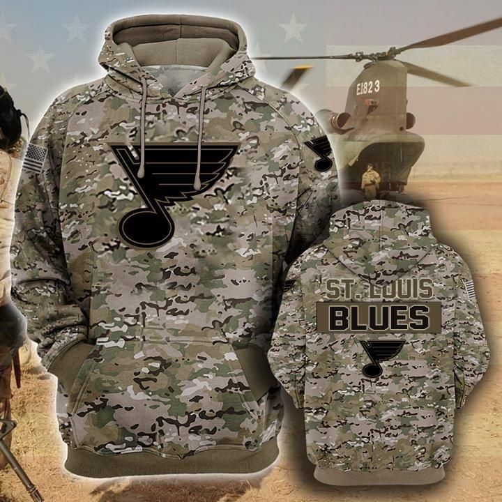 St Louis Blues Camouflage Veteran 3D All Over print Hoodie, T-shirt, Sweater, Jacket