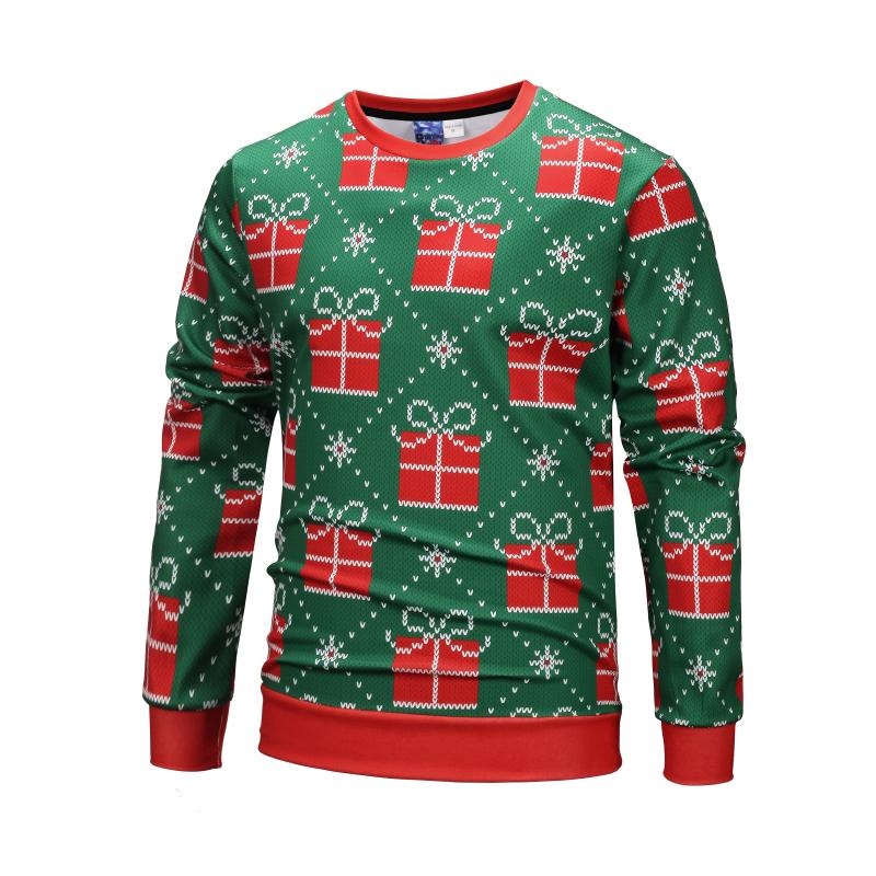 Christmas Sweatshirts – Christmas Gift Striped Pattern Icon Green 3D Sweatshirt