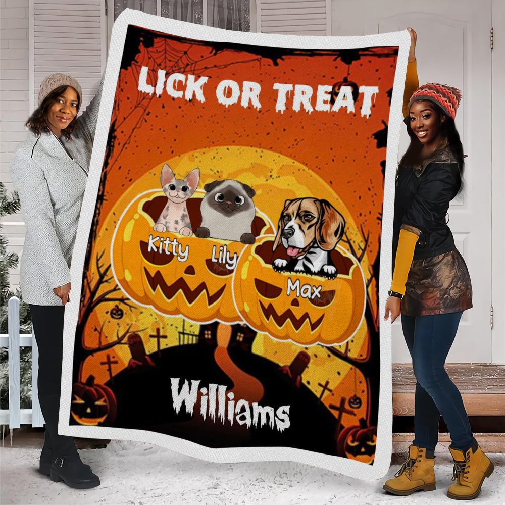 Fleece Blanket Lick Or Treat Halloween Dogs/Cats Fbl029