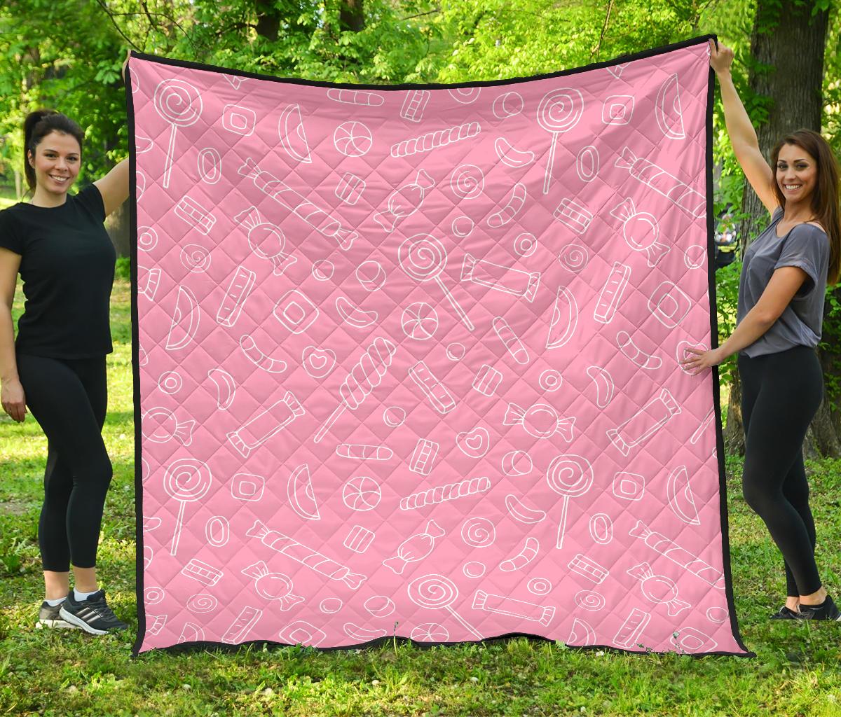 Sweet Candy Pink Background Premium Quilt