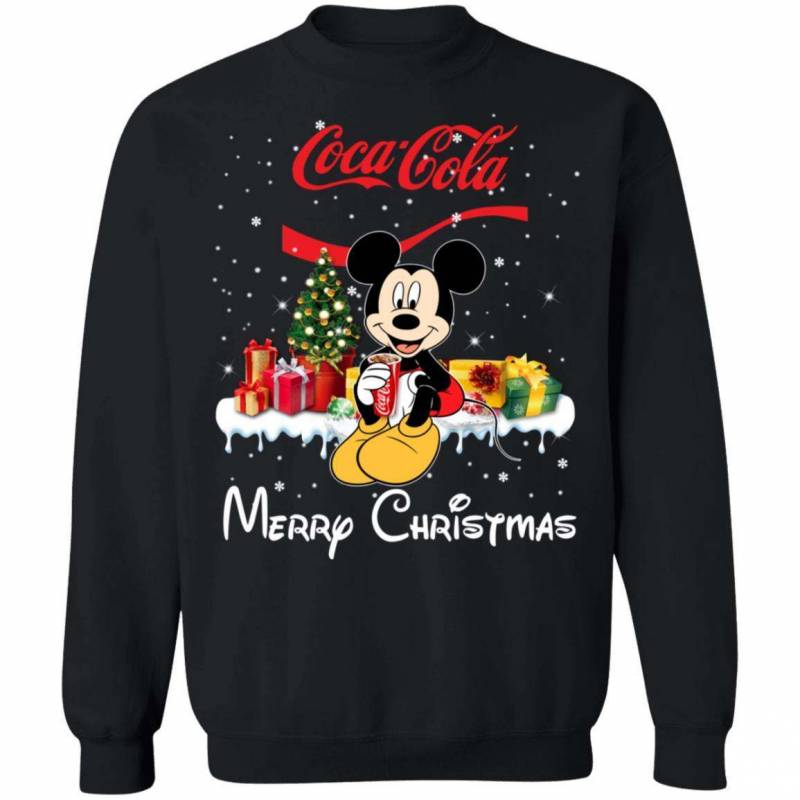 Mickey Drinking Coca Cola Merry Christmas Sweatshirt Funny Xmas Gift T-Shirt