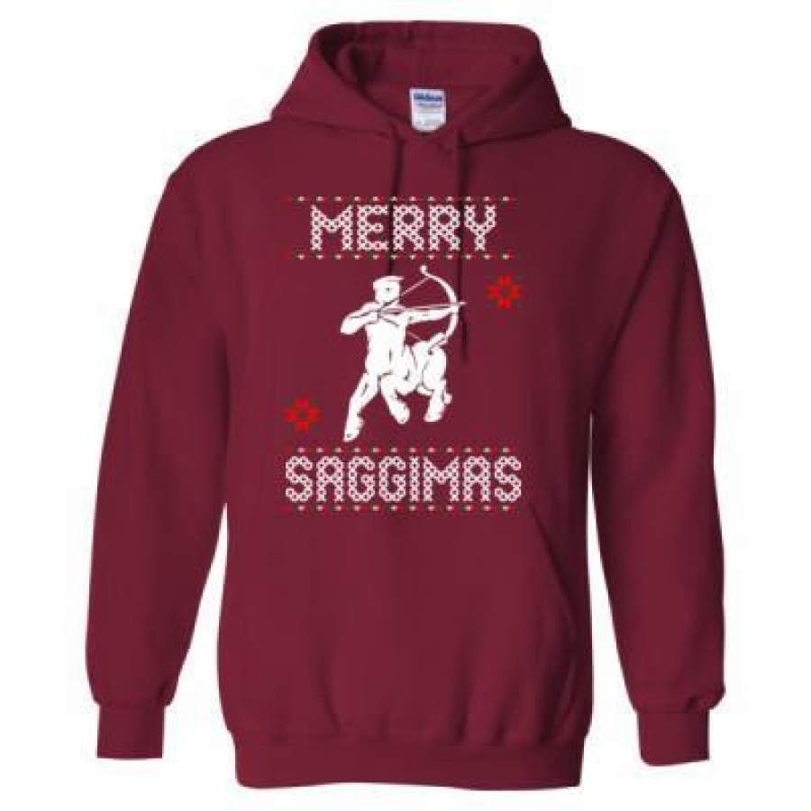 Agr Merry Saggimas Ugly Christmas Sweater 2023 – Heavy Blend™ Hooded Sweatshirt