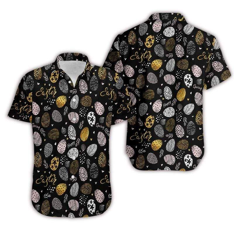 Beach Shirt Hawaiian Aloha Shirts Golden Bunny Eggs Easter 1003Dh