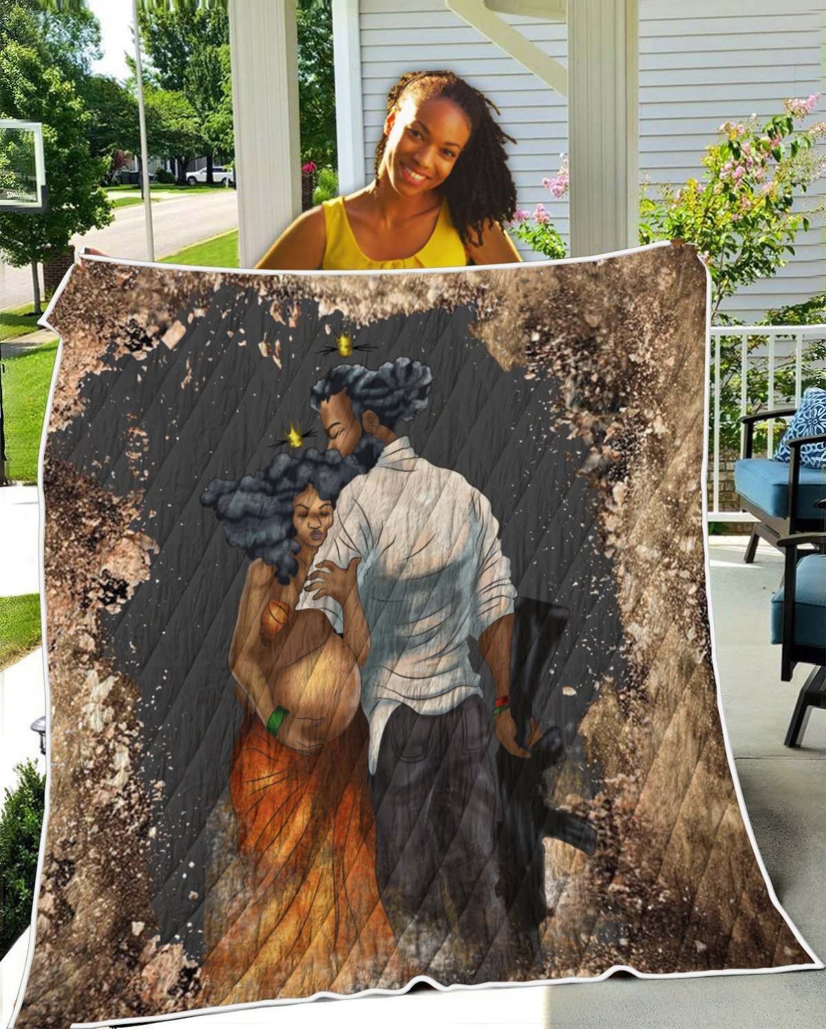 Quilt For Black Couple – Love My Black Pregnant Women On War Quilt