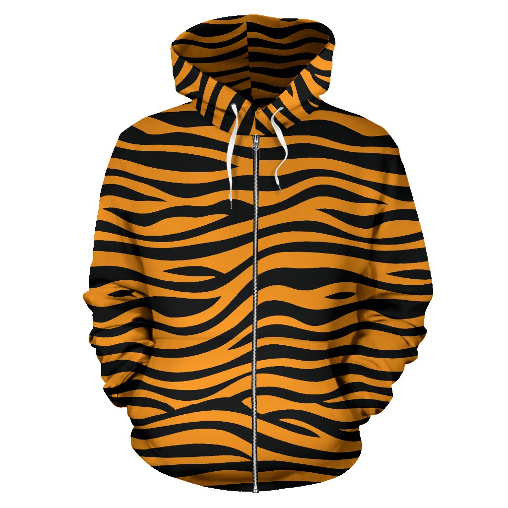 Bengal Tigers Skin Print Pattern Background Zip Up Hoodie