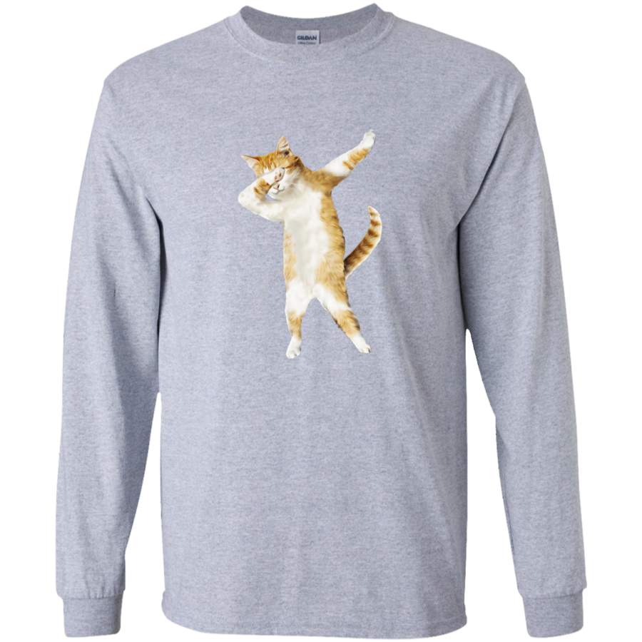 AGR Dabbing Cat Kitten Funny Dab Tee Cool Dance Kitty Long Sleeve T-Shirt