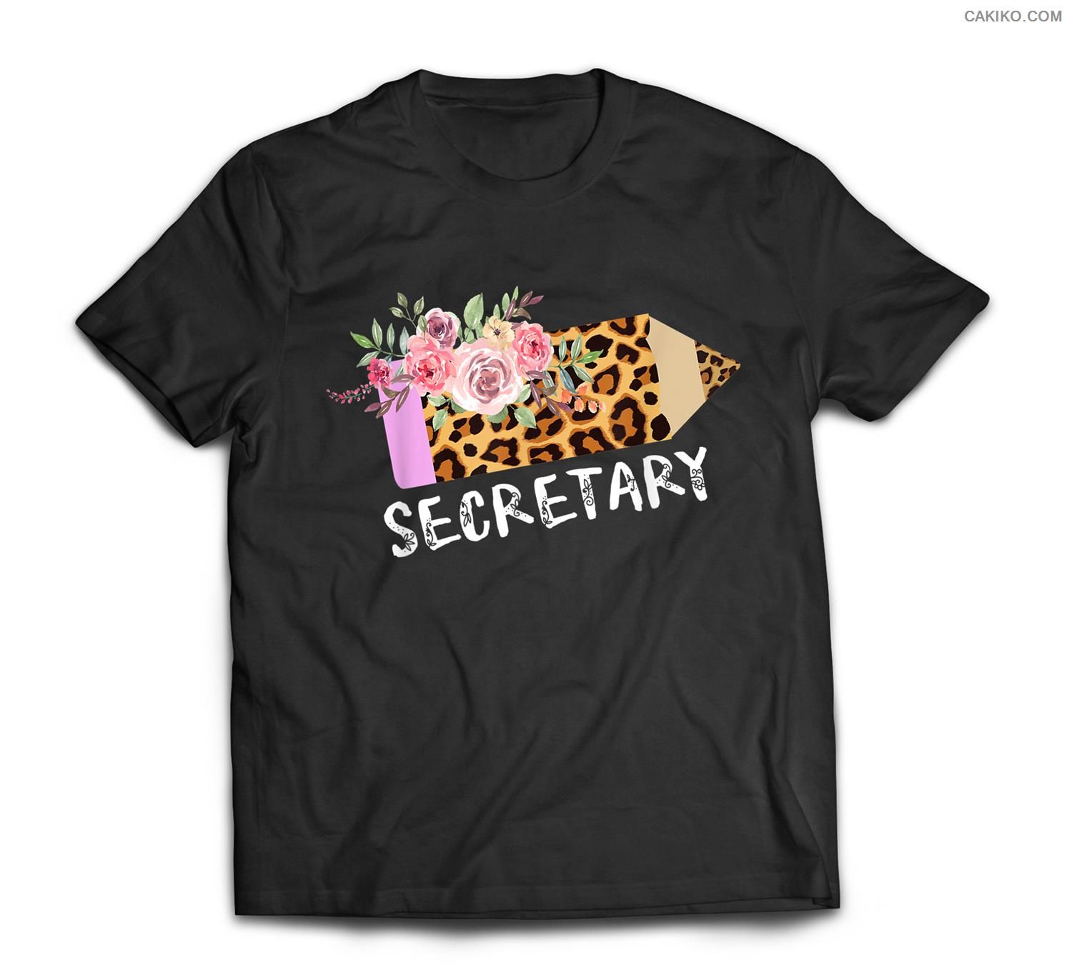 School Secretary Back To School Leopard Print Pencil T-Shirt