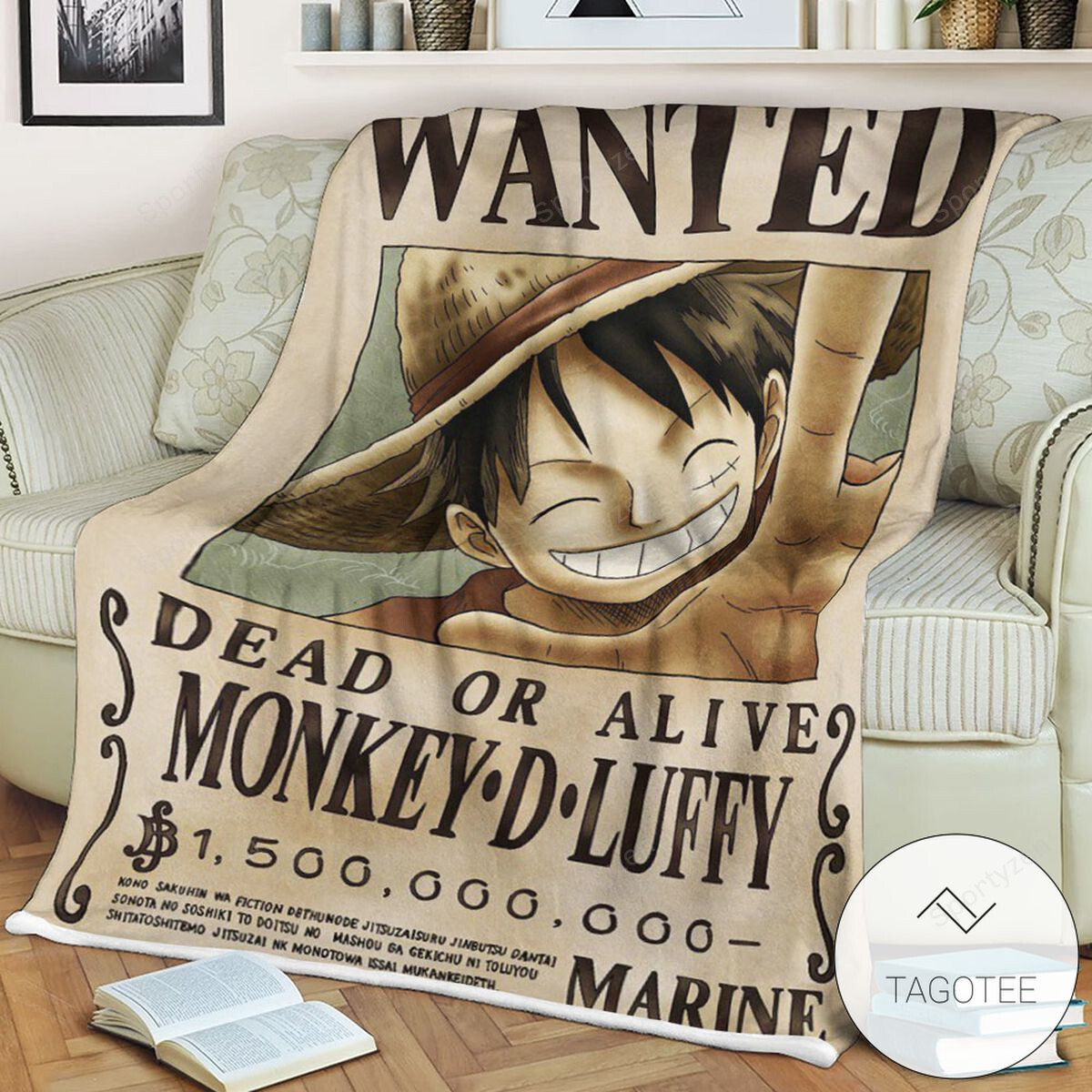 One Piece Wanted Dead Or Alive Monkey D. Luffy 1500 Fleece Blanket #Hd