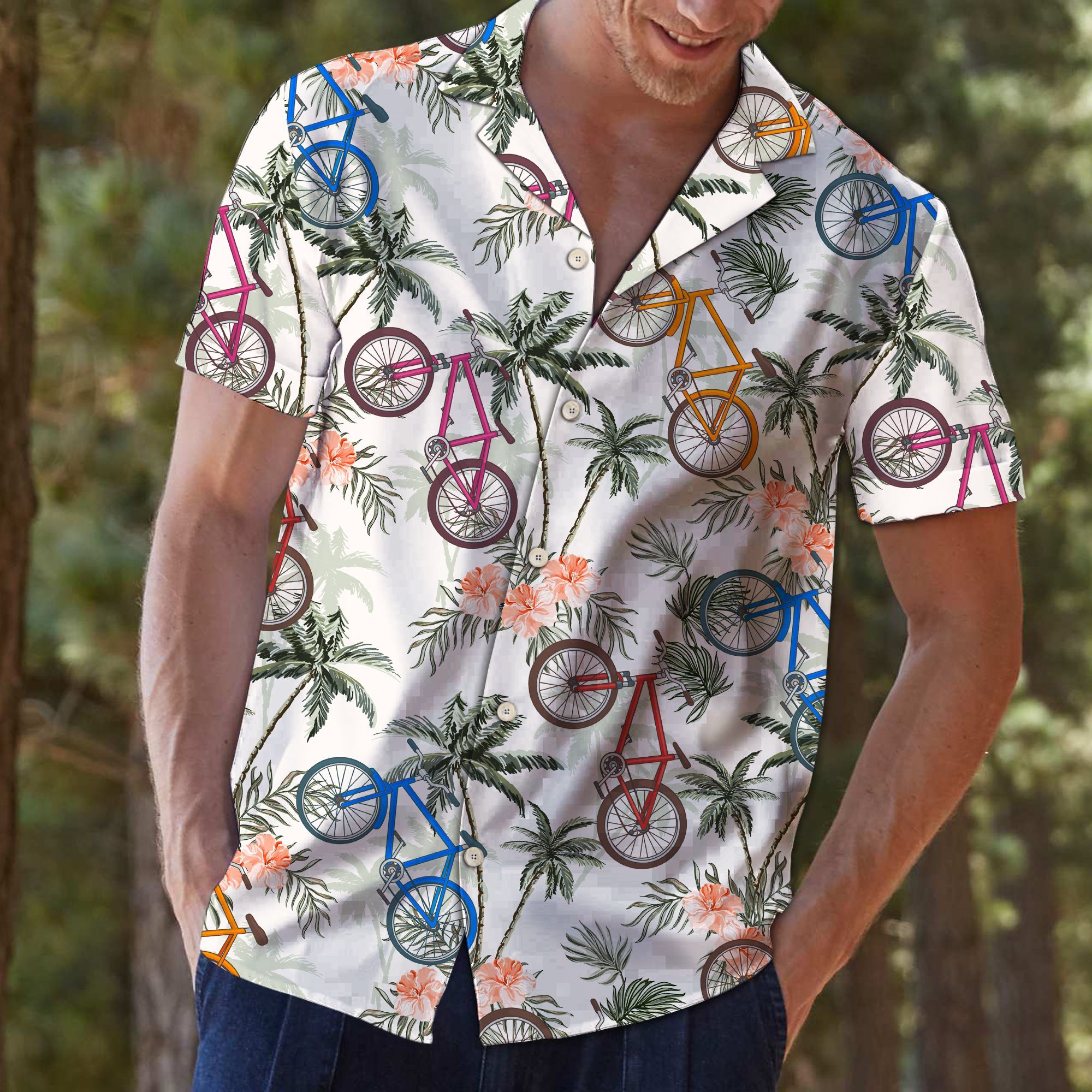 Bike Tropical Vintage Hawaiian Shirt For Men, Hawaiian Shirt For Women, Aloha Shirt, Hawaii Shirt