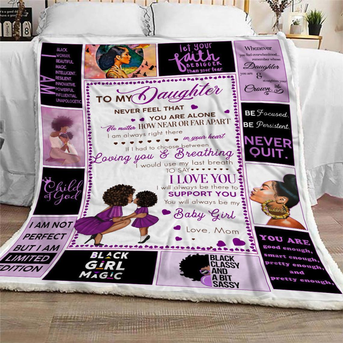 To My Daughter Black Girl I Love You Fleece Blanket Gift For Daughter From Mom Home Decor Bedding Couch Sofa Soft And Comfy Cozy