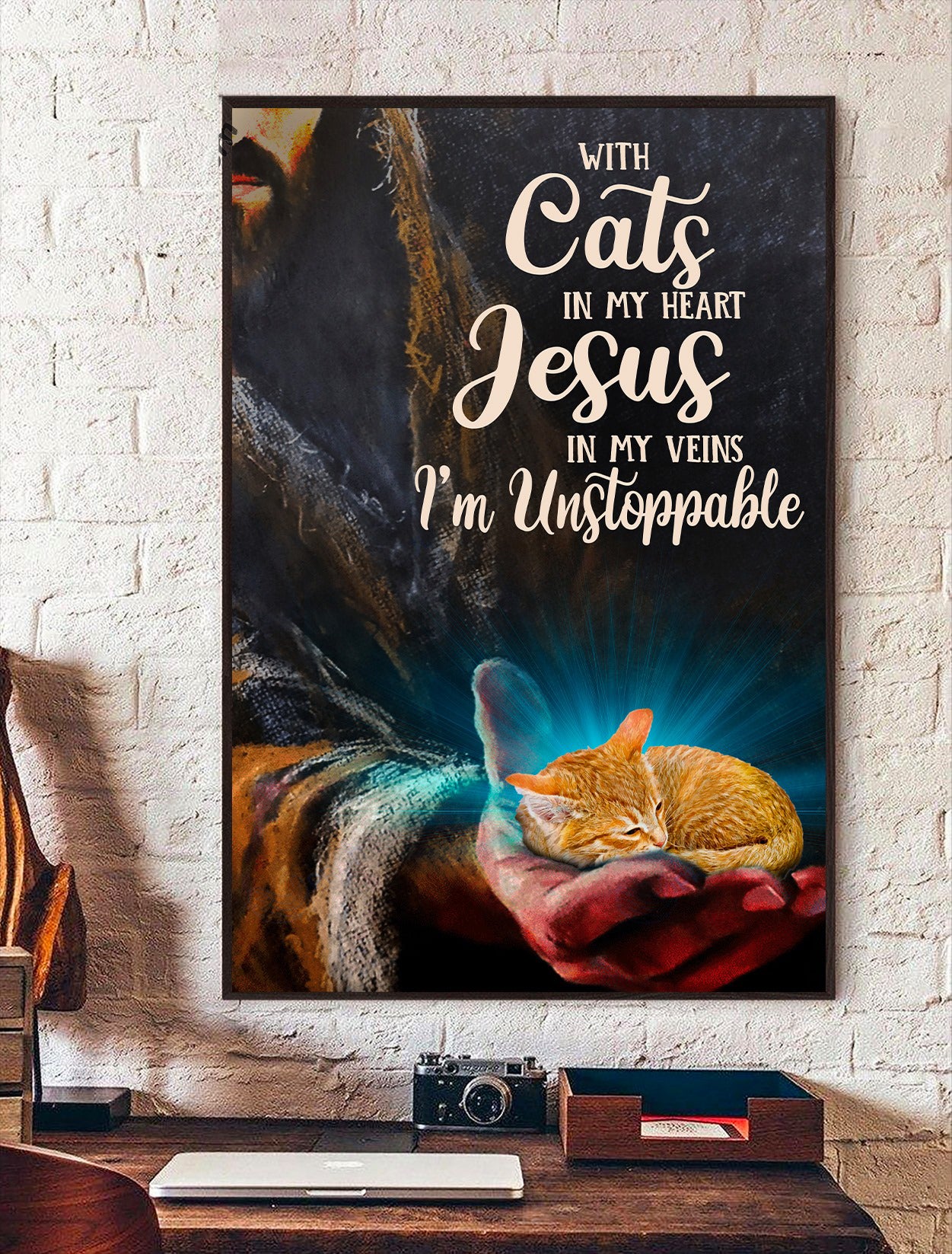 Cat With Jesus Unstoppable – Cat Lover Poster