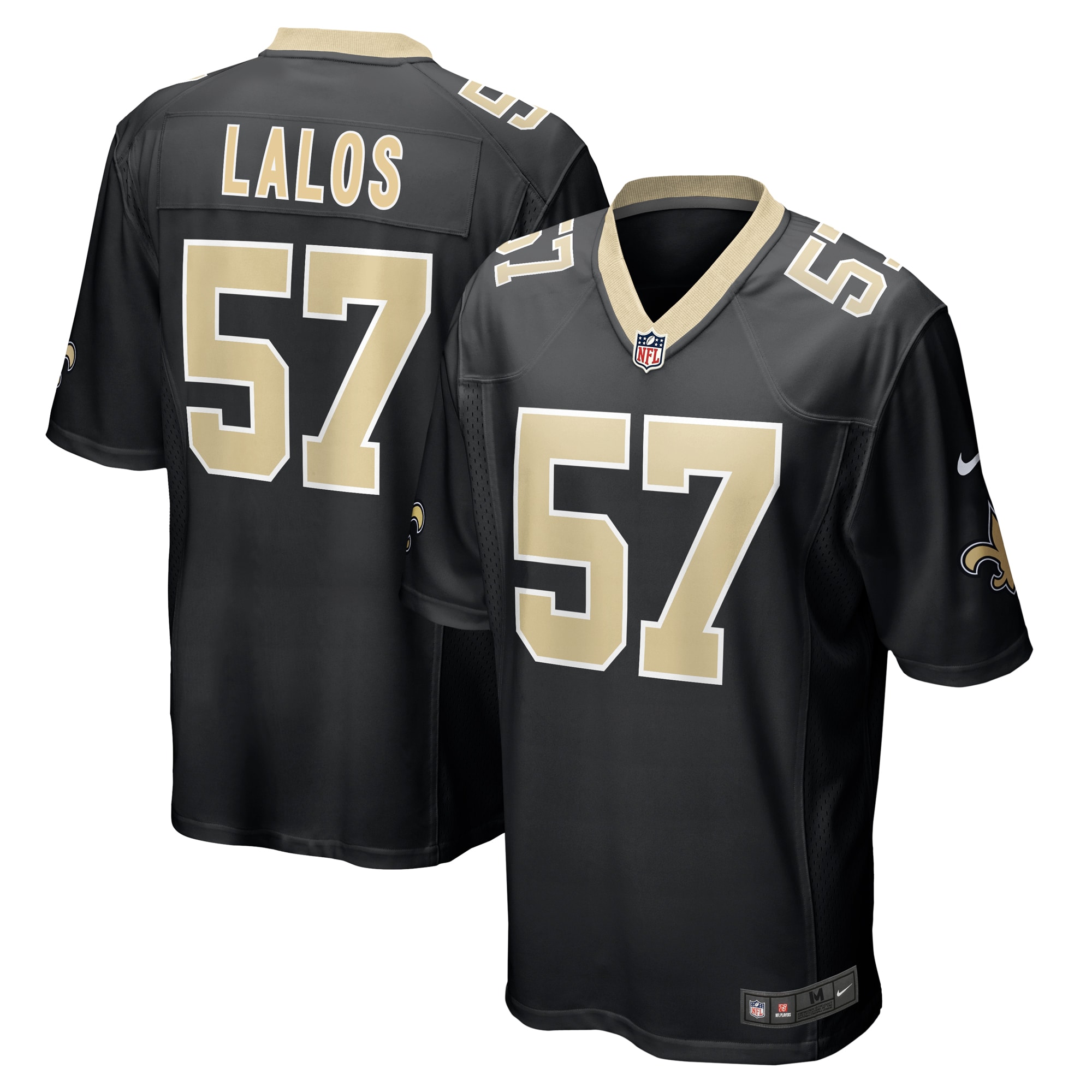 Niko Lalos New Orleans Saints Team Game Jersey – Black