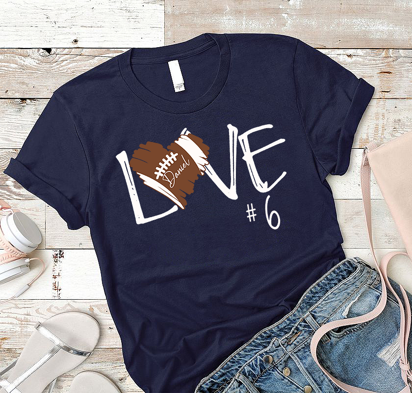 Custom Football Mom Love Tee Personalized T-Shirt Name & Number ...