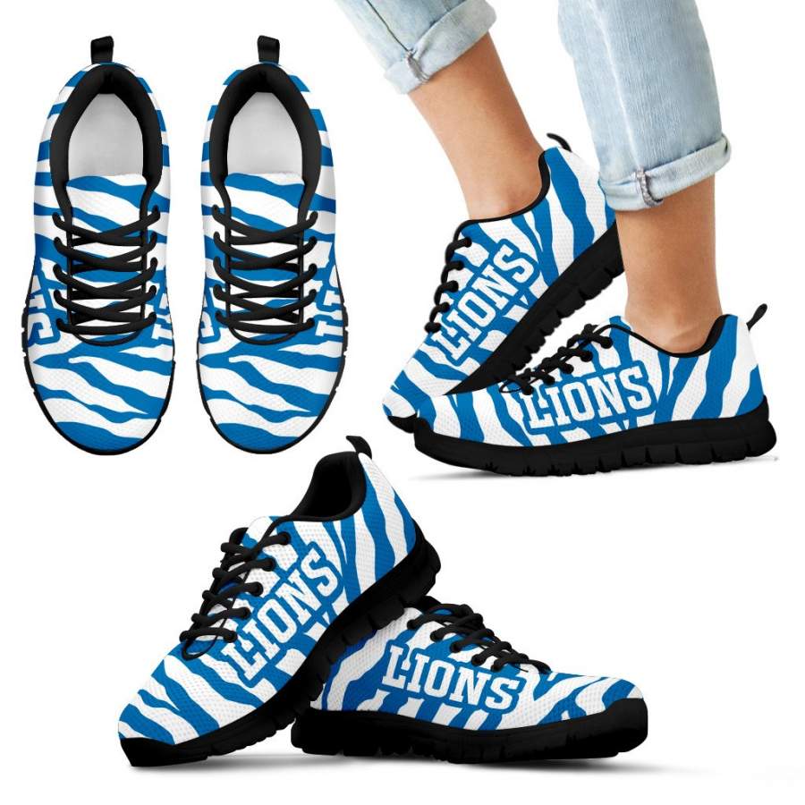 Tiger Skin Stripes Pattern Print Detroit Lions Sneakers