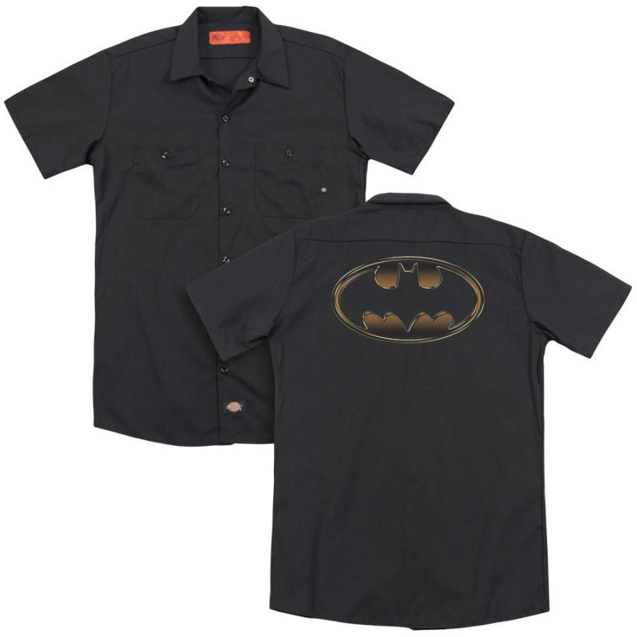 Batman – Black & Gold Embossed(Back Print) Adult Work Shirt