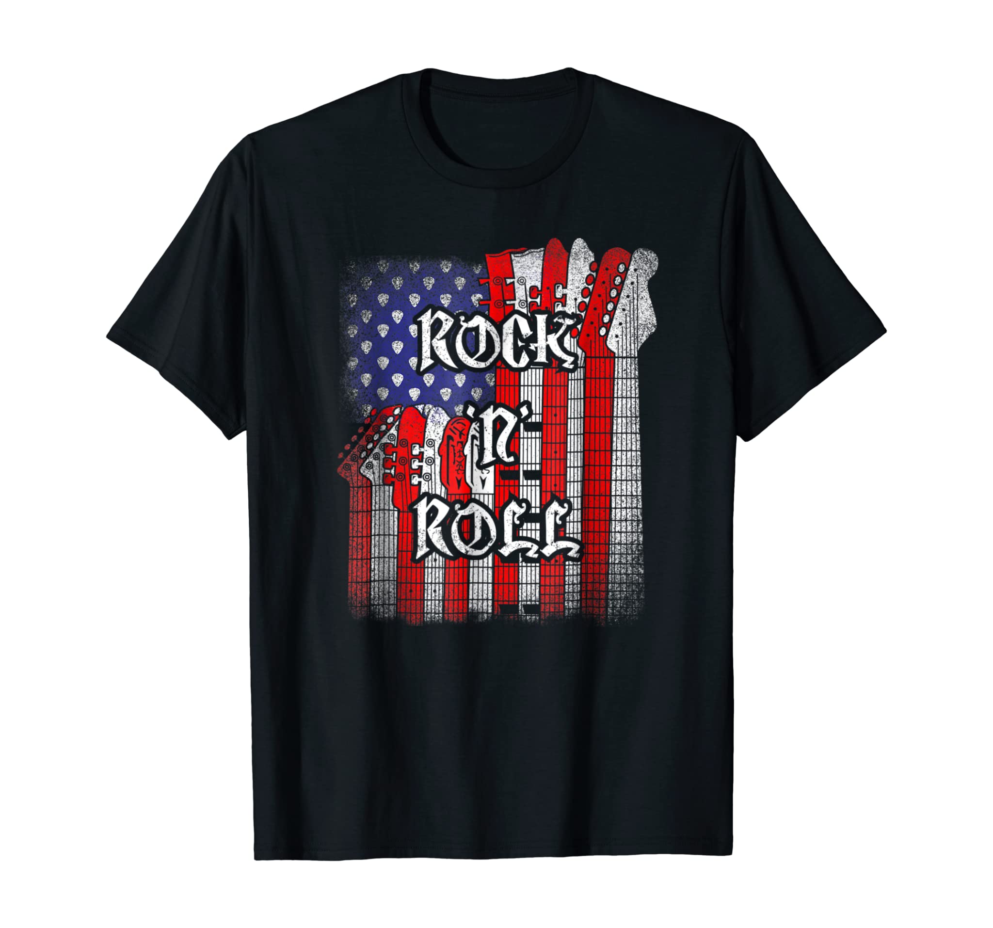 Rock And Roll American Flag Guitar T-shirt, Independence Day