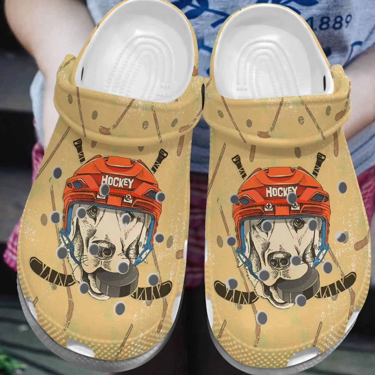 Hockey Personalized Clog Custom Crocss Comfortablefashion Style Comfortable For Women Men Kid Print 3D Hockey And Dog