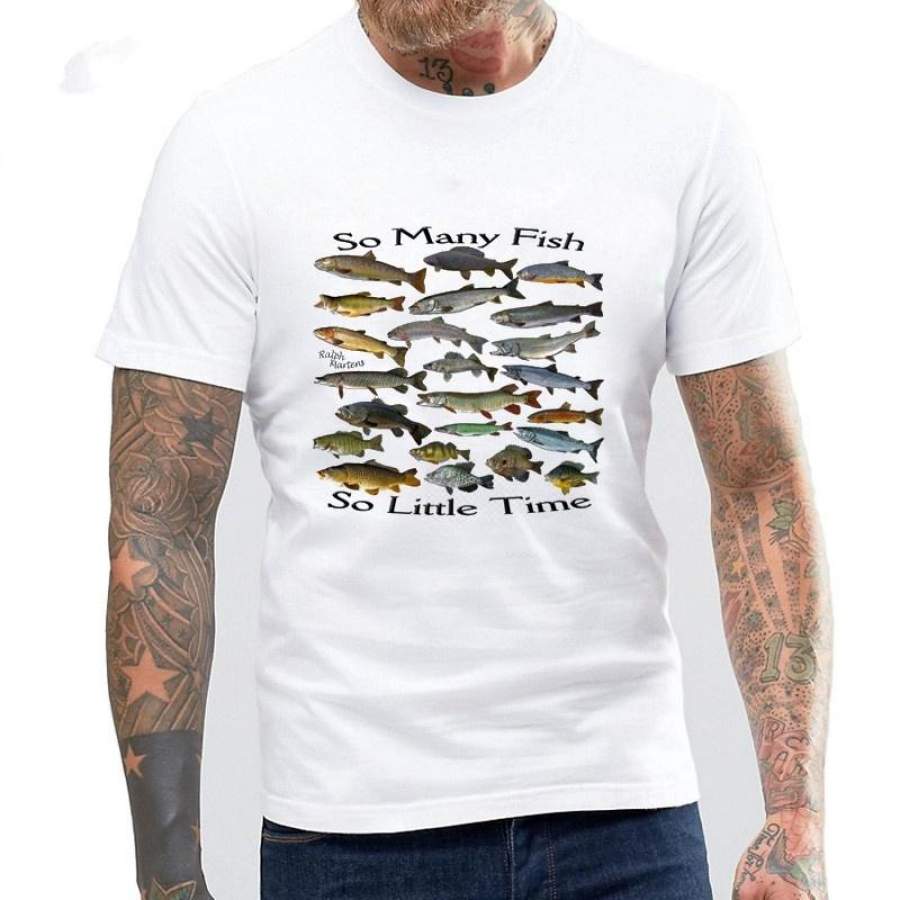 Summer Men So Many Fish Freshwater Printed T Shirt Eco-Friendly Unisex Multi Fish Tees